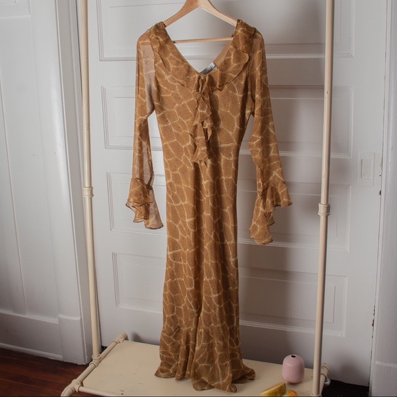 Vintage Mustard Ruffle Desert Dress - Picture 2 of 4